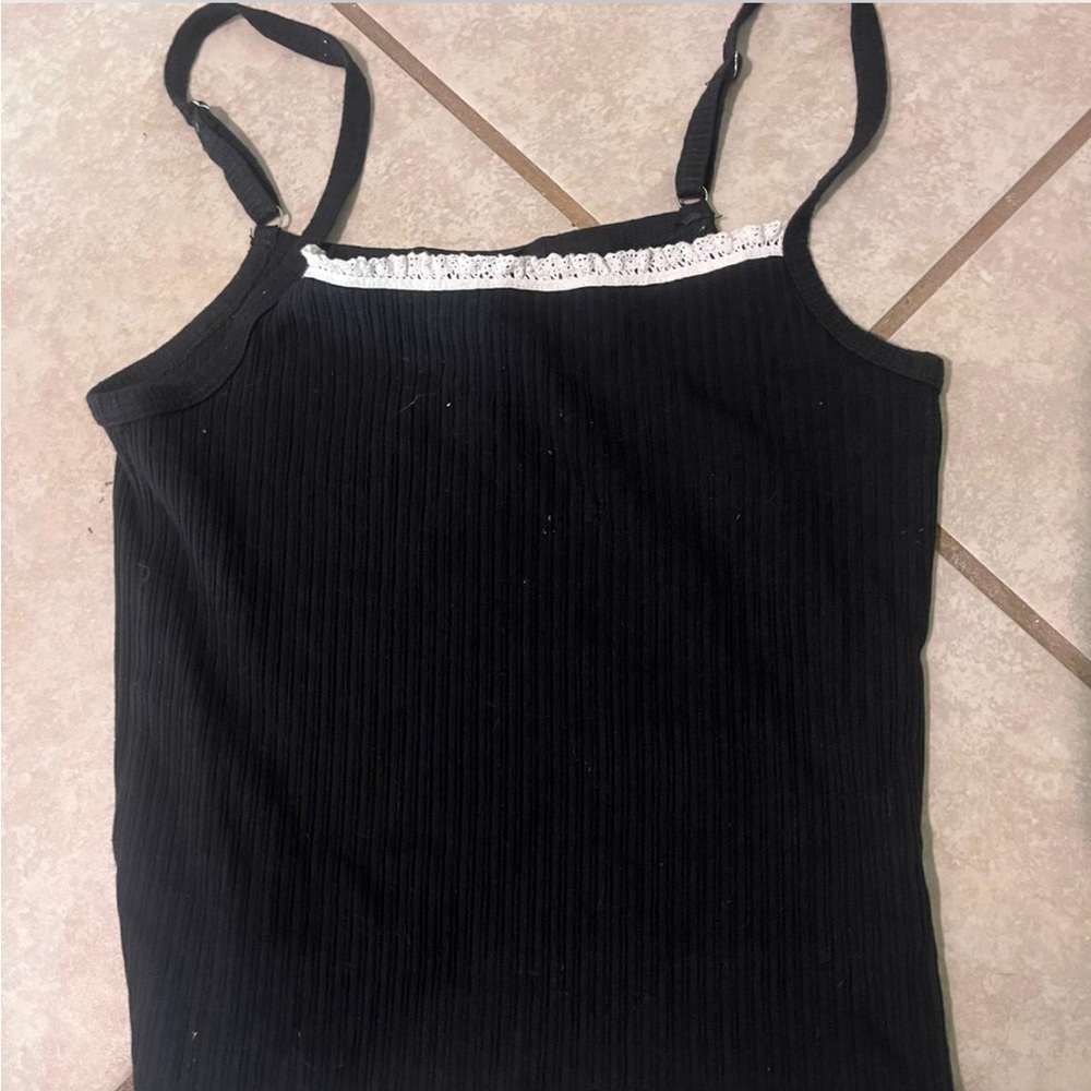 Black Tank Top with White Trim